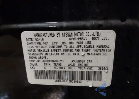 2016 Infiniti Qx50 z USA, uszkodzony, nr VIN JN1BJ0RR1GM269623